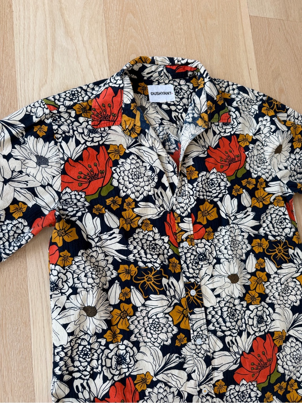Dushyant Floral Short-Sleeve Button-Down Shirt XL - Picture 4 of 6